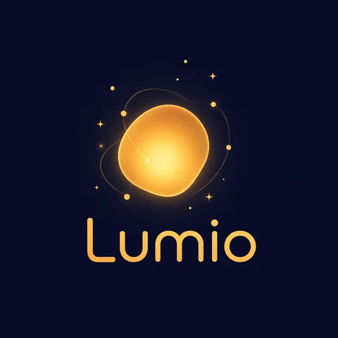 Lumio logo: a glowing orb among stars